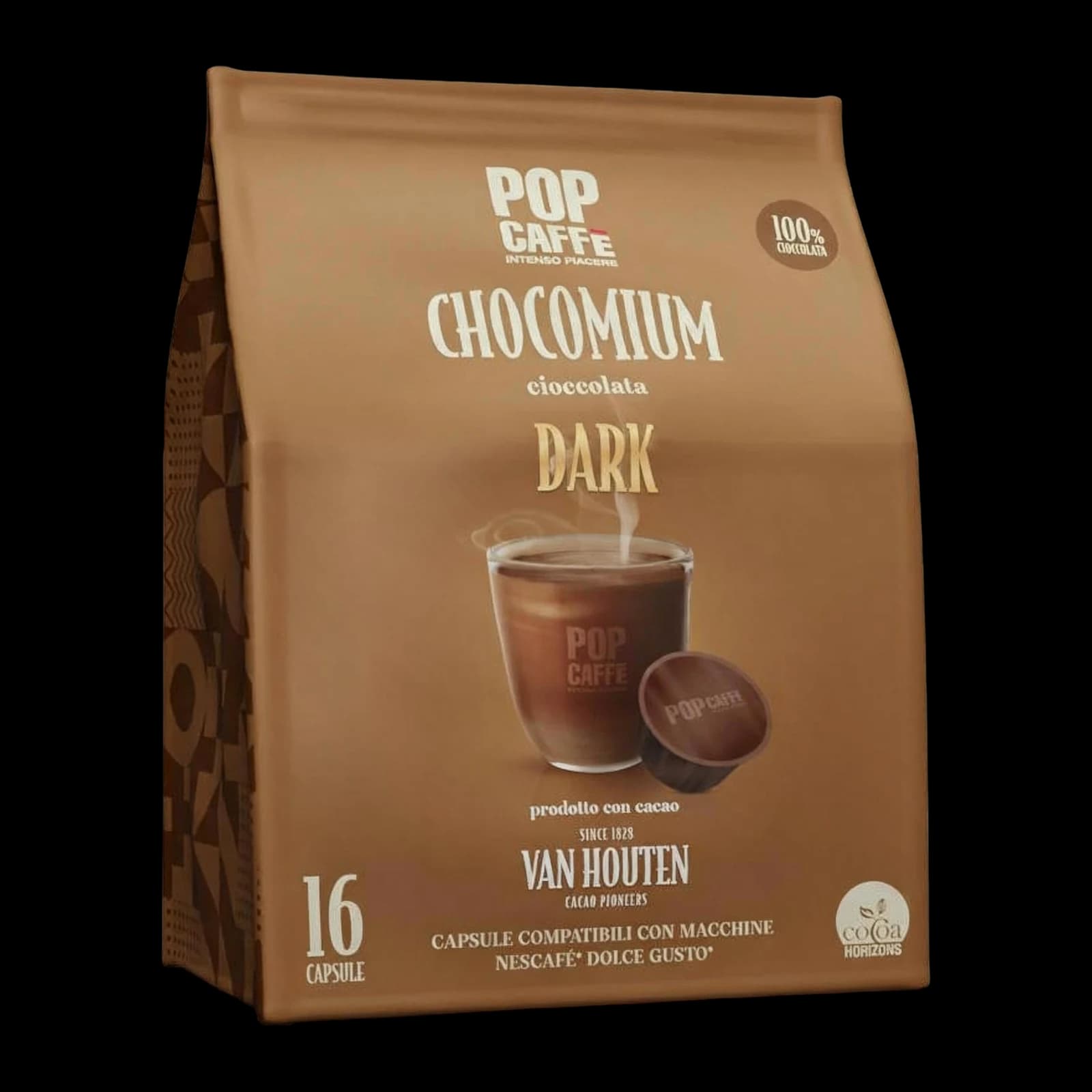 Pop Caffè Chocomium Dark 16 Capsule: Cacao Van Houten | Dolce Gusto, immagine 1